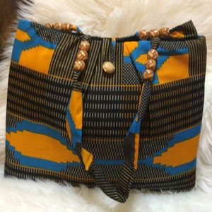 African print hand/shoulder bag with matching clutch